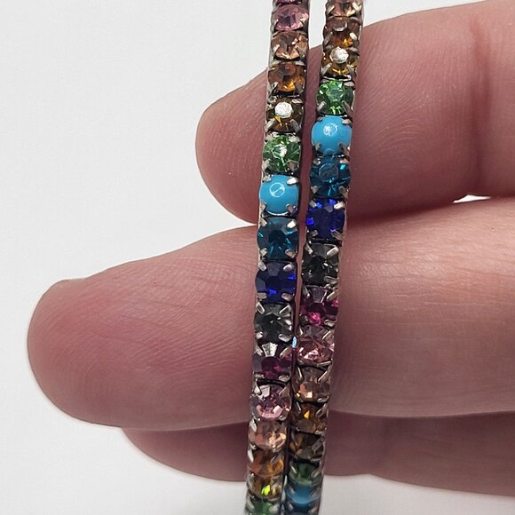 Dannijo Vega Hoop Earrings Rainbow Multicolor Silver Tone - Picture 12 of 15